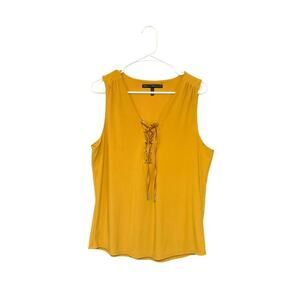 WHBM Yellow Lace Front Sleeveless Top Size Large Stretch